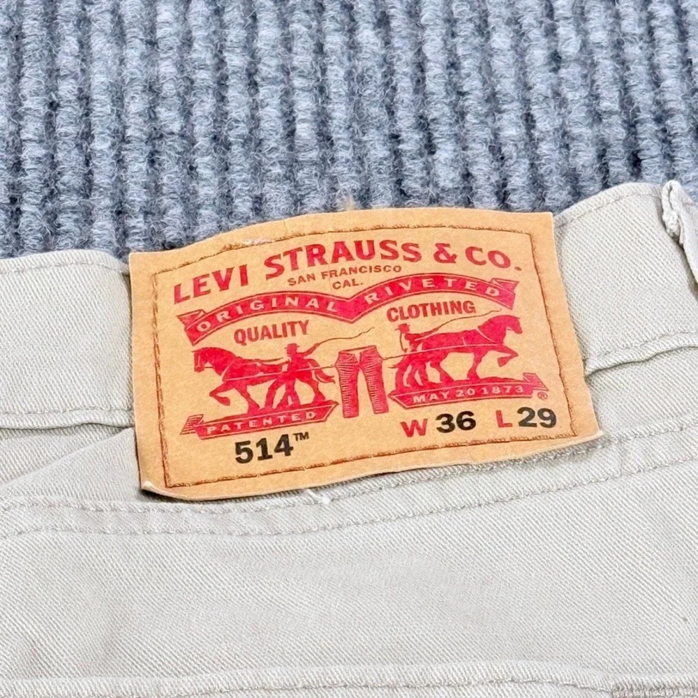 Levis 514 Straight Fit Khaki Tan Pants Mens W36 L29 Cotton Blend 00514-1865